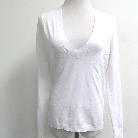 Zadig + Voltaire solid white v neck viscose sweater top M - Picture 1 of 7